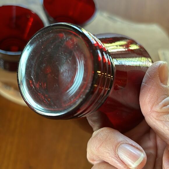 Vintage Anchor Hocking Windsor Royal Ruby Small Pedestal Cocktail Glasses - Picture 6 of 6